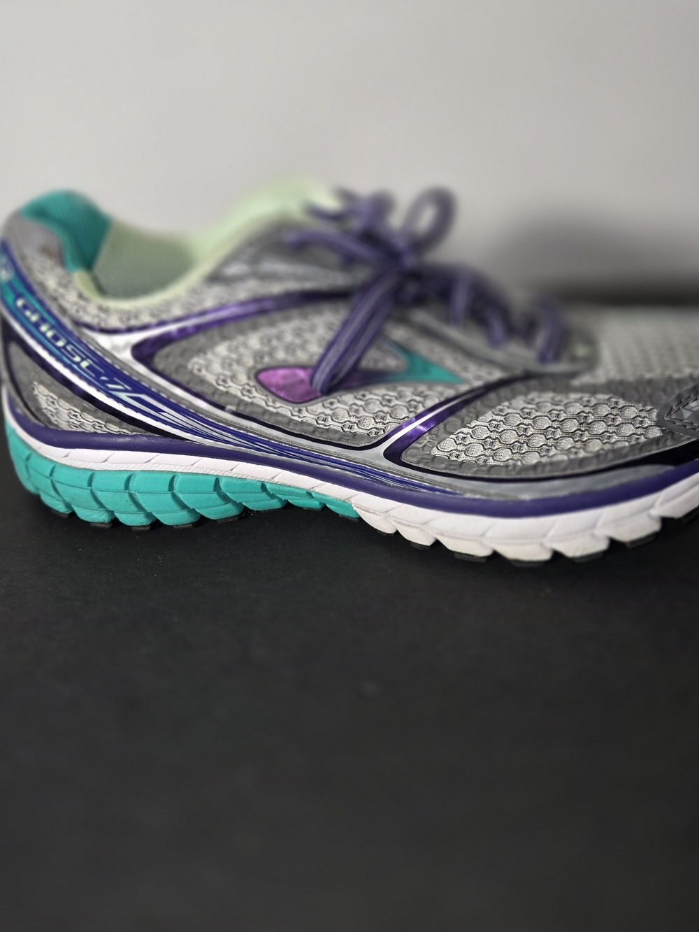 Brooks Ghost 7 'G7' Women's Running Shoes Gray/Teal/Purple Size 9 Wide - Picture 10 of 12